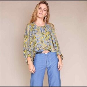 Apiece Apart Floral Everlastings Balloon Sleeve Blouse Size 6